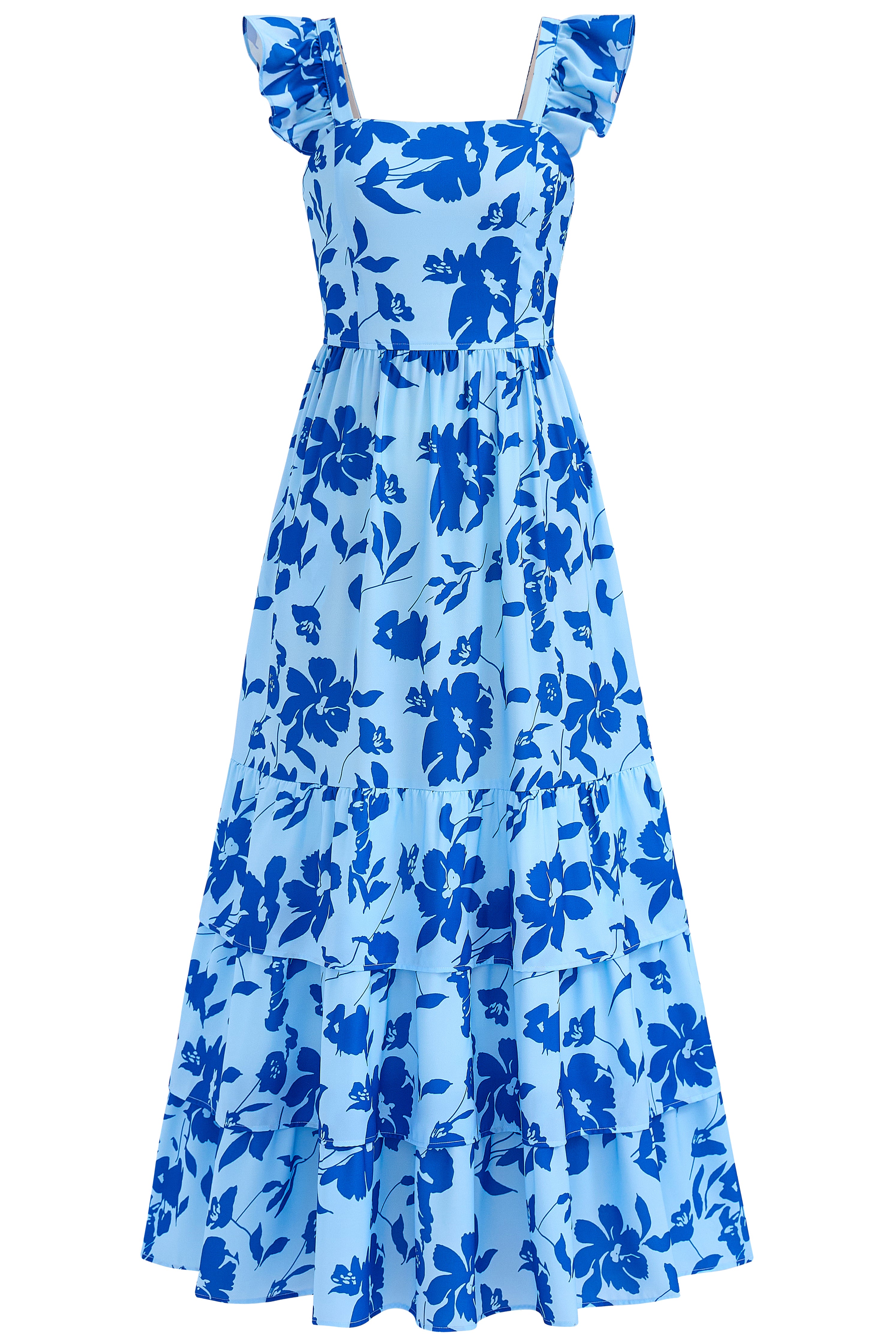 dowerme Summer Dresses for Women 2025 Casual Ruffle Smocked Tiered A-Line Boho Floral Maxi Beach Sun Dress with Pockets