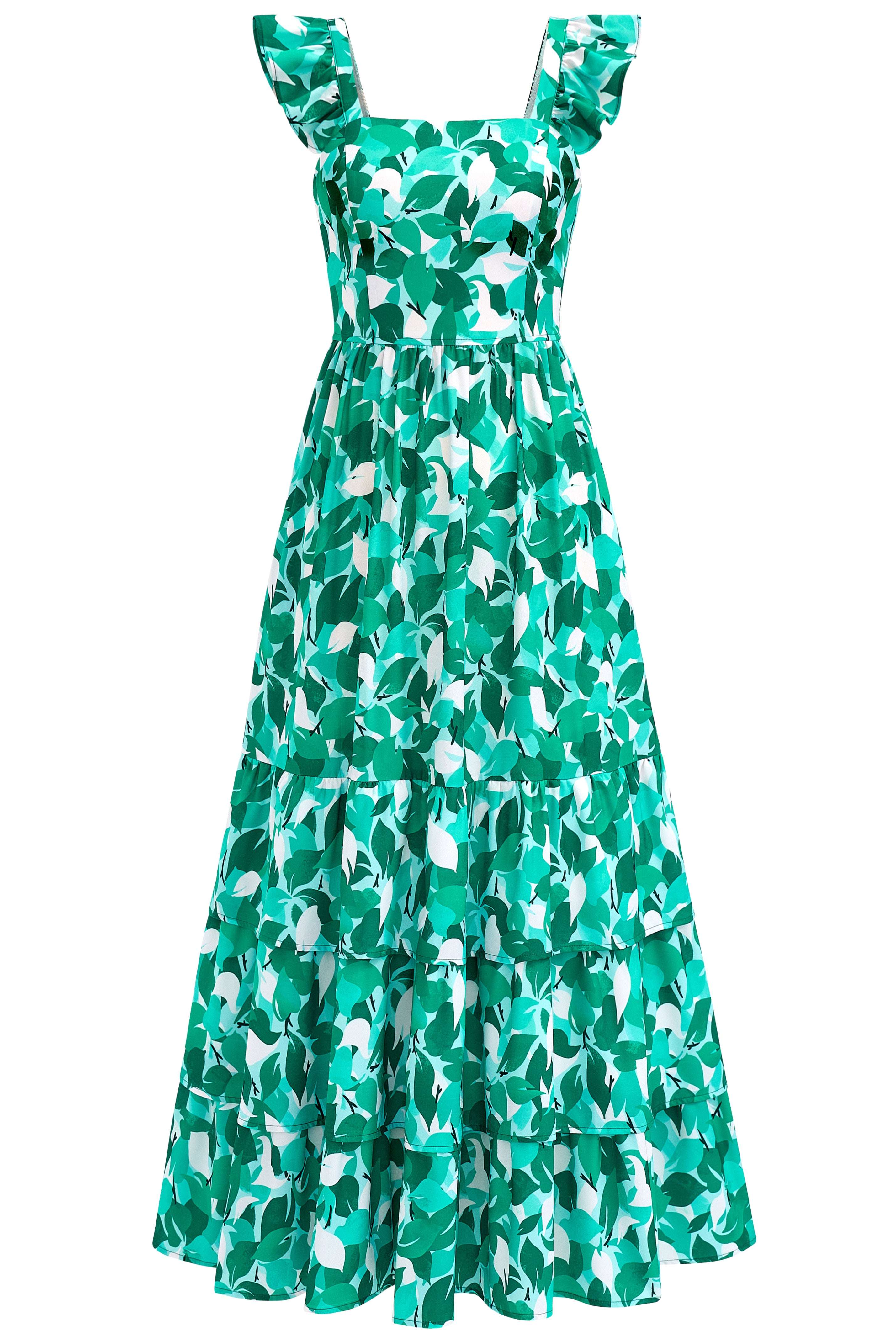 dowerme Summer Dresses for Women 2025 Casual Ruffle Smocked Tiered A-Line Boho Floral Maxi Beach Sun Dress with Pockets