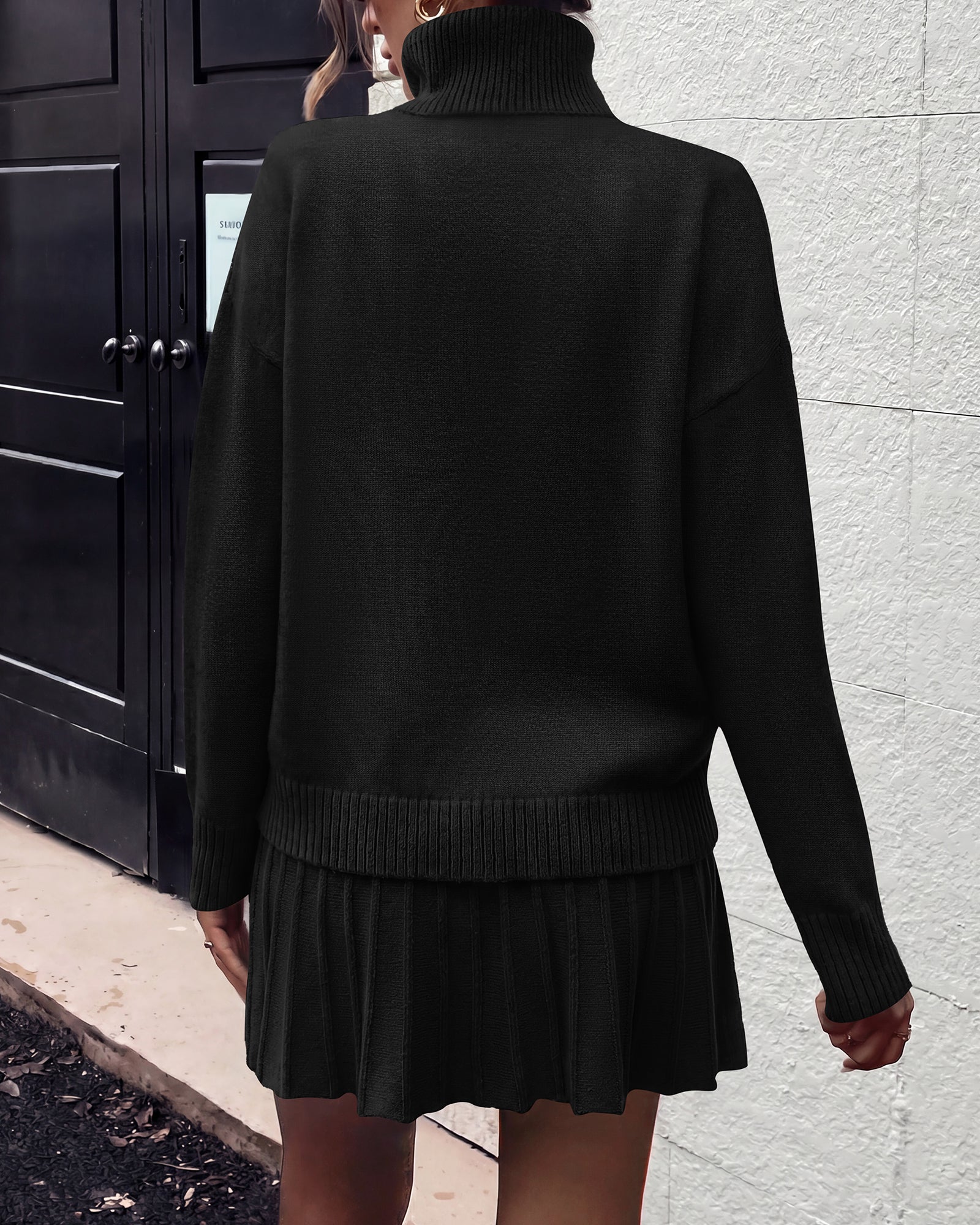dowerme 2 Piece Sets For Women 2026 Fall Turtleneck Sweater Pleated Mini Skirt Set Cute Winter Clothing Vacation Outfits