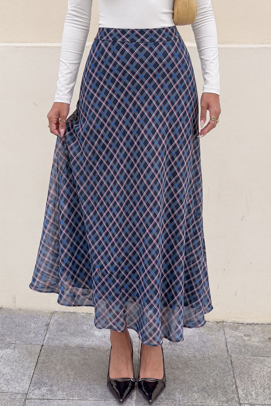dowerme Casual A-Line Plaid Maxi Skirts for Women Trendy