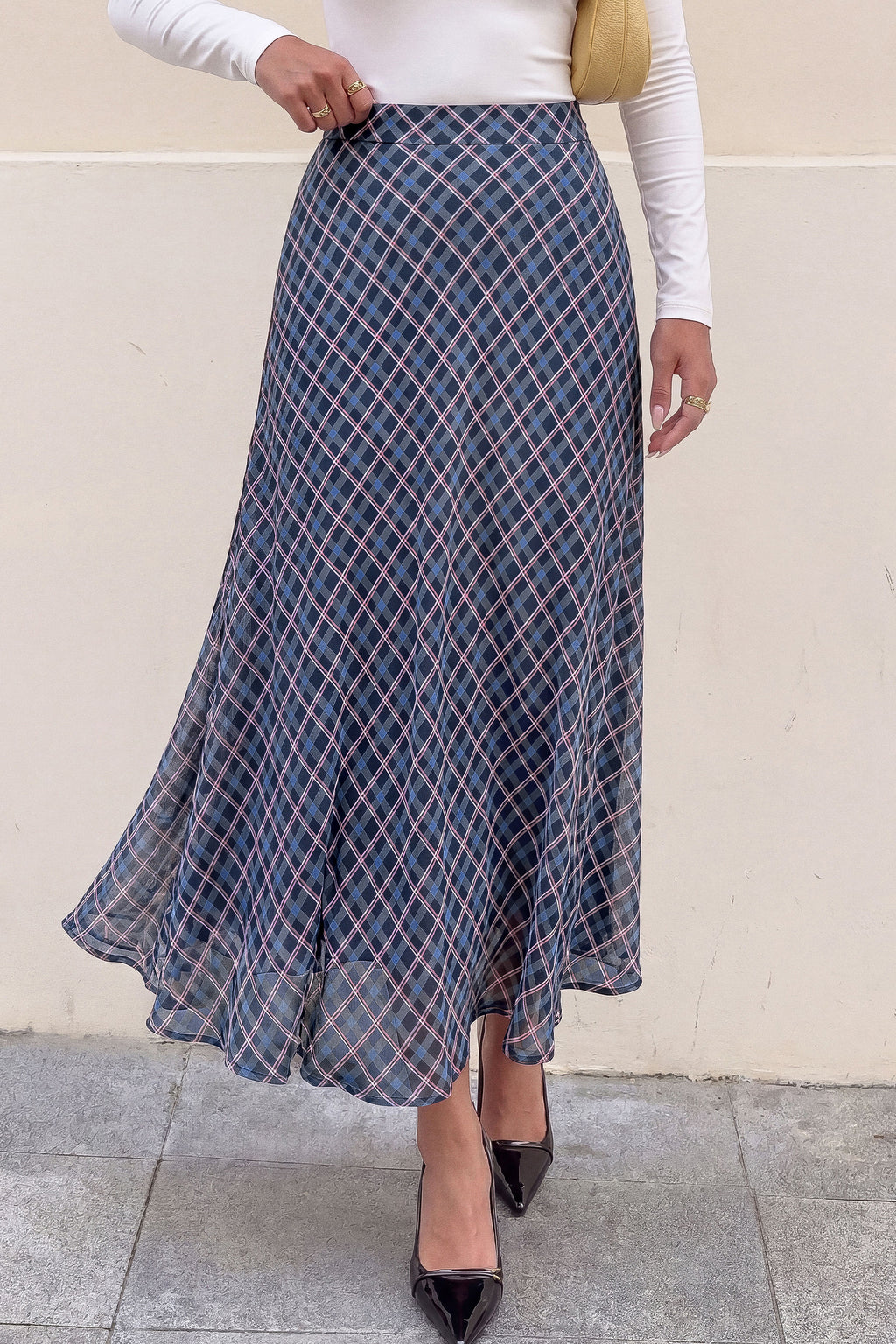 dowerme Casual A-Line Plaid Maxi Skirts for Women Trendy