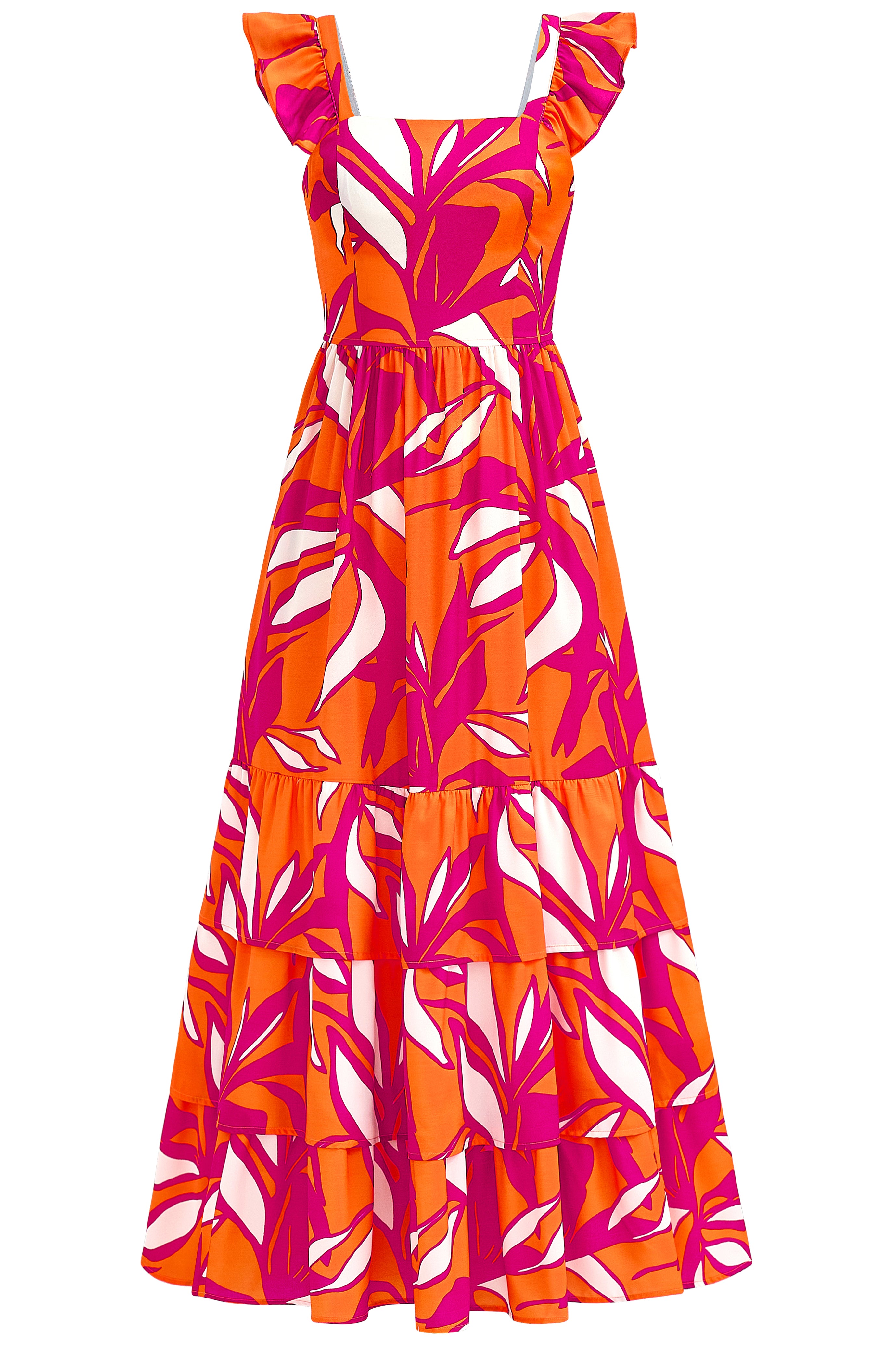 dowerme Summer Dresses for Women 2025 Casual Ruffle Smocked Tiered A-Line Boho Floral Maxi Beach Sun Dress with Pockets